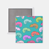 Blauw regenboog kameleon patroon magneet (Voorkant / Achterkant)