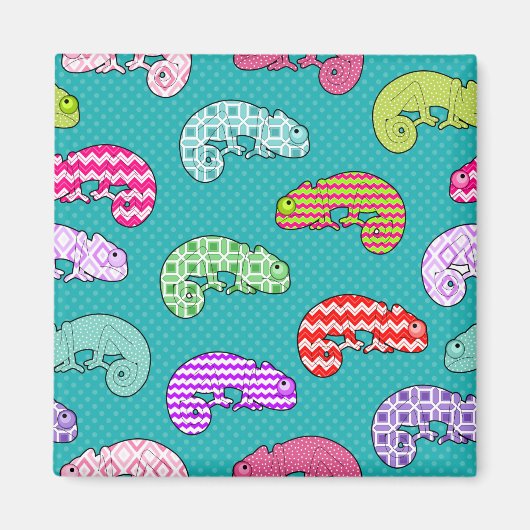 Blauw regenboog kameleon patroon magneet (Voorkant)