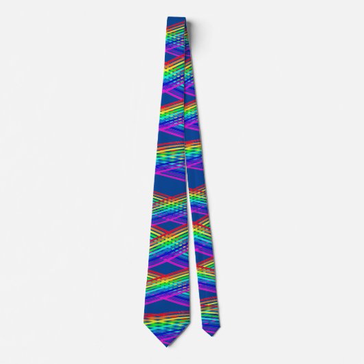 (Blauw) Regenboog Kleuren Abstract Stropdas (Voorkant)