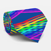 (Blauw) Regenboog Kleuren Abstract Stropdas (Opgerold)