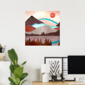 Blauw regenboog landschap poster (Thuiskantoor)