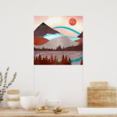 Blauw regenboog landschap poster (Keuken)