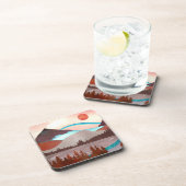 Blauw regenbooglandschap bier onderzetter (Rechterzijde)