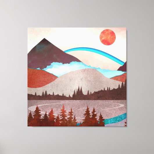 Blauw regenbooglandschap canvas afdruk (Voorkant)