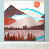 Blauw regenbooglandschap canvas afdruk (Insitu (Houten vloer))