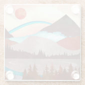 Blauw regenbooglandschap glazen onderzetter (Achterkant)