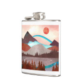 Blauw regenbooglandschap heupfles (Links)