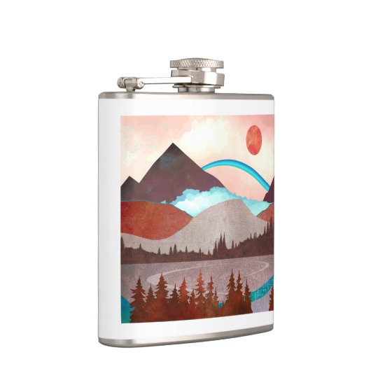 Blauw regenbooglandschap heupfles (Rechts)