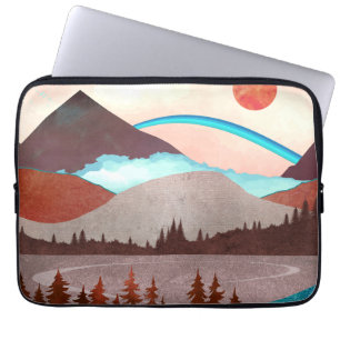 Blauw regenbooglandschap laptop sleeve