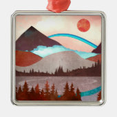 Blauw regenbooglandschap metalen ornament (Voorkant)