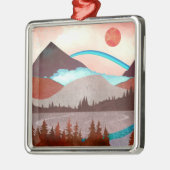 Blauw regenbooglandschap metalen ornament (Links)