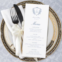 Blauw Regency Bloemenkroon Monogram Huwelijk 