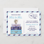 Blauw reisthema: uitnodiging voor de bruidsdouche (Voorkant)