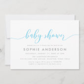 Blauw Relax Script Baby Shower Uitnodiging (Voorkant)