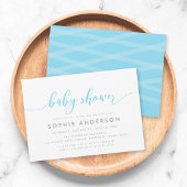 Blauw Relax Script Baby Shower Uitnodiging