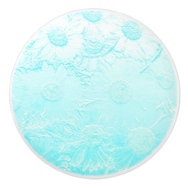Blauw reliëf look madeliefje bloem patroon blauw w keramische knop