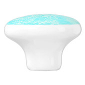 Blauw reliëf look madeliefje bloem patroon blauw w keramische knop (Zijkant)