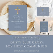 Blauw Religieus Kruis Dusty Boy Eerste Communie Servet
