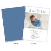 Blauw Religieus Kruis Foto Jongen Doop  Kaart