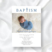 Blauw Religieus Kruis Foto Jongen Doop  Kaart