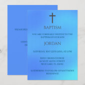 Blauw religieus kruis Traditionele doop Kaart (Voorkant / Achterkant)