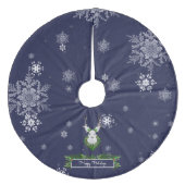 Blauw rendier boomkleed fleece kerstboom rok (Voorkant)
