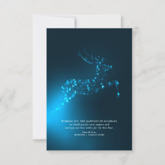 Blauw rendier Elegante zakelijke kerstkaart Bedankkaart