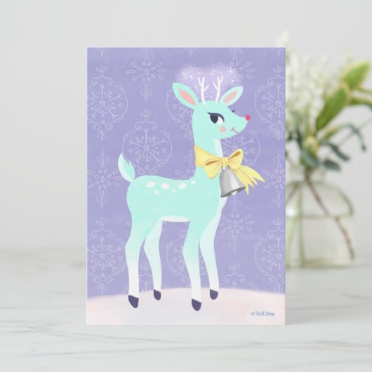 blauw rendier gepersonaliseerde platte Kaart (Staand voorkant)