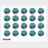 Blauw  rendier illustratie ronde sticker (Vel)