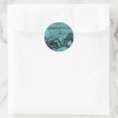 Blauw  rendier illustratie ronde sticker (Tas)