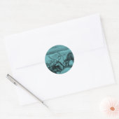 Blauw  rendier illustratie ronde sticker (Envelop)