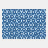 Blauw rendier kerstpatroon inpakpapier vel (Voorkant)