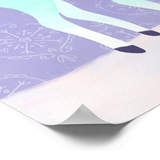 Blauw  rendier lavendel art print (Hoek)