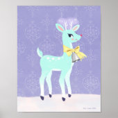 Blauw  rendier lavendel art print (Voorkant)