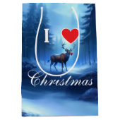 Blauw rendier op maat kerst medium cadeauzakje (Voorkant)