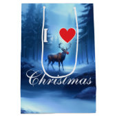Blauw rendier op maat kerst medium cadeauzakje (Achterkant)