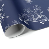 blauw, rendier, ster, sterren, sneeuwvlok, kerst cadeaupapier (Rol Hoek)