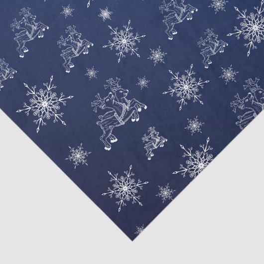 blauw, rendier, ster, sterren, sneeuwvlok, kerst tissuepapier (Detail)