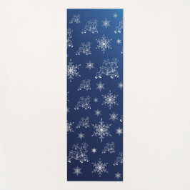 blauw, rendier, ster, sterren, sneeuwvlok, kerst yogamat