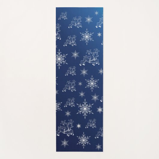 blauw, rendier, ster, sterren, sneeuwvlok, kerst yogamat (Voorkant)