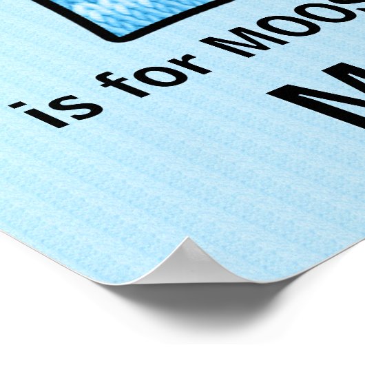 Blauw rendiermonogram letter M babykamer Poster (Hoek)