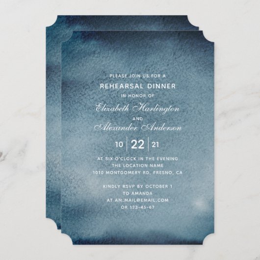 Blauw repetitiediner. Waterverf marine modern Kaart (Voorkant / Achterkant)