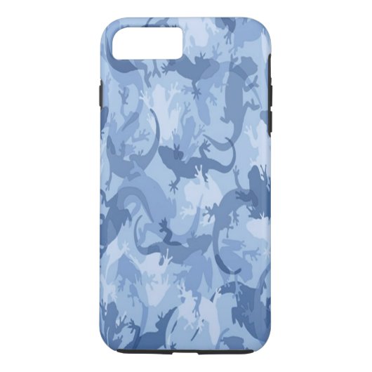 Blauw Reptiel Camouflage iPhone 7 Hoesje (Achterkant)