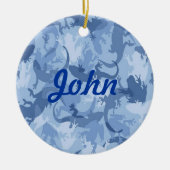 Blauw reptielencamouflage Naam Ornament (Voorkant)