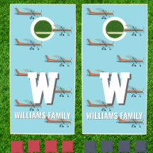 Blauw Retro Aviation Piloot Familie Monogram Vlieg