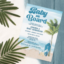 Blauw Retro Baby Op Boord Surf Baby Shower