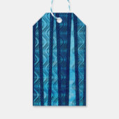 Blauw Retro Beach Waves  Abstract Gift Label Cadeaulabel (Achterkant)