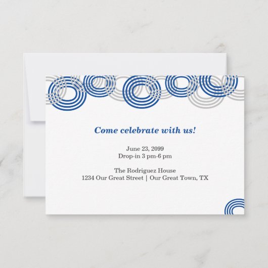 Blauw Retro Big Numbers 3-foto Afstuderen Kaart (Achterkant)