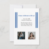 Blauw Retro Big Numbers Afstuderen Foto Kaart (Achterkant)