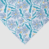 Blauw Retro Bloempatroon Tissuepapier (Detail)